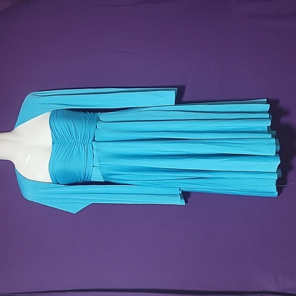 Vivian's Fashions Dresses & Skirts - Blue strapless wrap dress